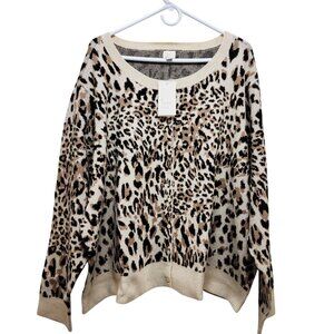 Leopard Print Button-Down Cardigan Sweater A New Day Womens plus Size  4X